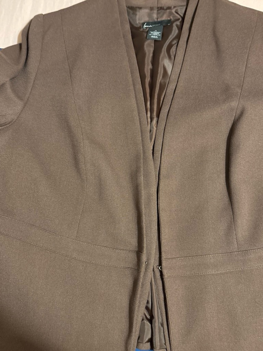Leona Edminston Brown Tailored Open-Front Jacket with pants.